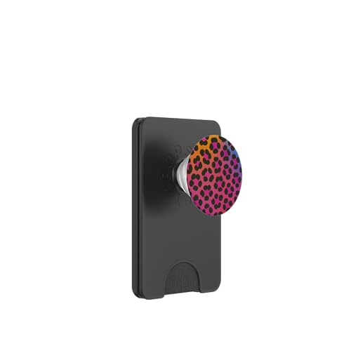 Schutzhülle mit Leopardenmuster und rosa Akzenten in Regenbogenfarben PopSockets PopWallet für MagSafe von Elk Phone Designs
