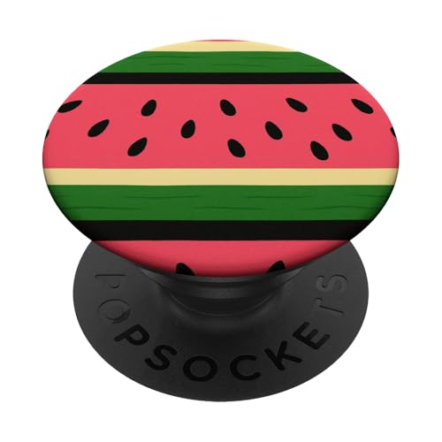 Wassermelone Streifen Rosa Grün Schwarz Sommer Obst Kunst PopSockets Klebender PopGrip von Elk Phone Designs