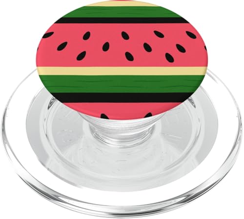Wassermelone Streifen Rosa Grün Schwarz Sommer Obst Kunst PopSockets PopGrip für MagSafe von Elk Phone Designs