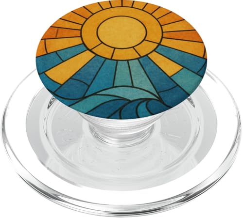 Wellen & Sonnenstrahlen Buntglas Illusion Kunstwerk PopSockets PopGrip für MagSafe von Elk Phone Designs
