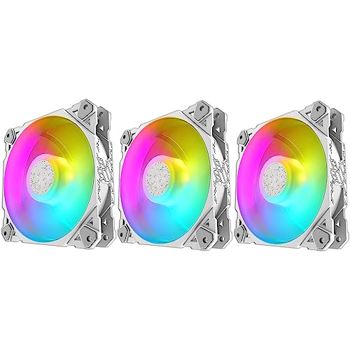 3 x Lüfter weiß RGB – bunte LEDs 120 mm PC Gehäuse leise Kühlung Desktop Fan Weiß von Ellenne