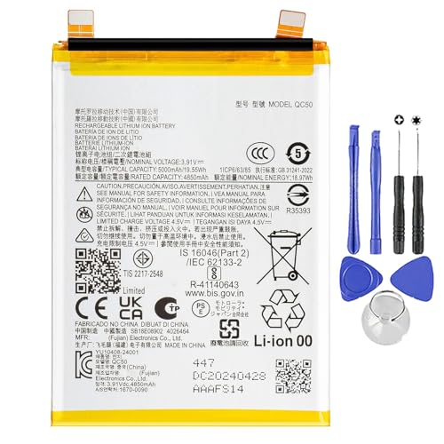 Akku kompatibel mit Motorola Moto Edge 50 Fusion | QC50 | XT2429 | Neu für Smartphone + Schraubendreher-Set von Ellenne