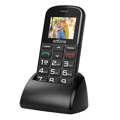 Artfone CS182 Handy für Senioren mit großen Tasten, Ladestation | SOS-Funktion | 1,77 Zoll Display | Dual-SIM | Schnellanruf | Taschenlampe | High-Ton Radio | Lange Akkulaufzeit von Ellenne