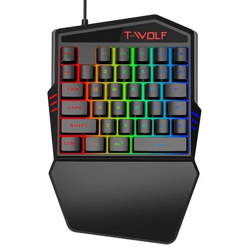 ELLENNE - Einhändig bedienbare Gaming-Tastatur mit Hintergrundbeleuchtung mit 35 Tasten RGB LED Mechanik Tablet PC Windows Smartphone von Ellenne