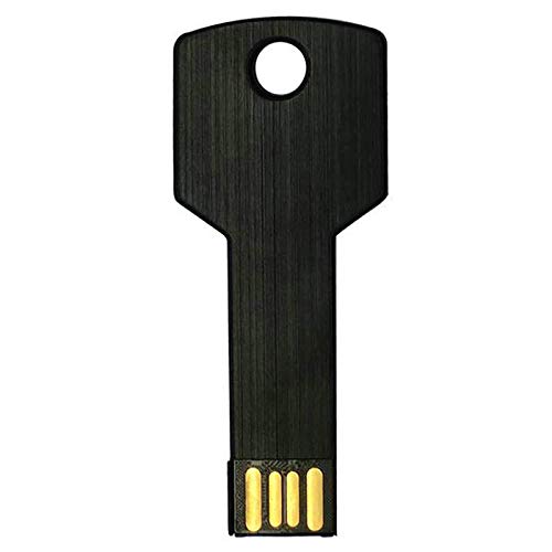 Ellenne Pendrive USB Metall Schlüssel 32 64 GB 128 GB Schlüsselanhänger Außenspeicher wasserdicht PC Laptop Notebook A002 (32 GB, Schwarz) von Ellenne