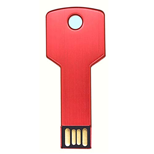 Ellenne Pendrive USB-Schlüsselanhänger mit Metall, 32, 64 GB, 128 GB, externer Speicher, wasserdicht, PC, Laptop Notebook, A002 (64 GB, Rot) von Ellenne