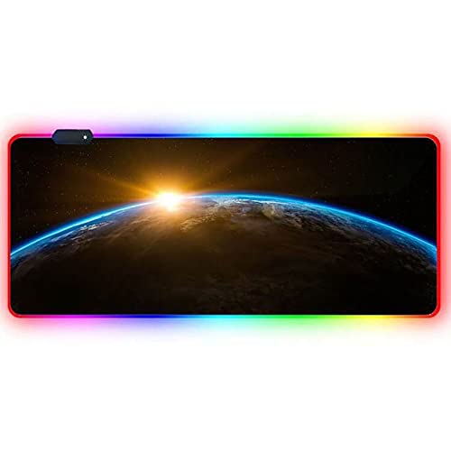 RGB-Teppich XXL – Mouse Pad Spiel Gaming 900 x 400 – LEDs 7 Farben – 4 Lichteffekte – Rutschfest verstellbar waschbar – für PC Desktop und Laptop EARTH C03 von Ellenne