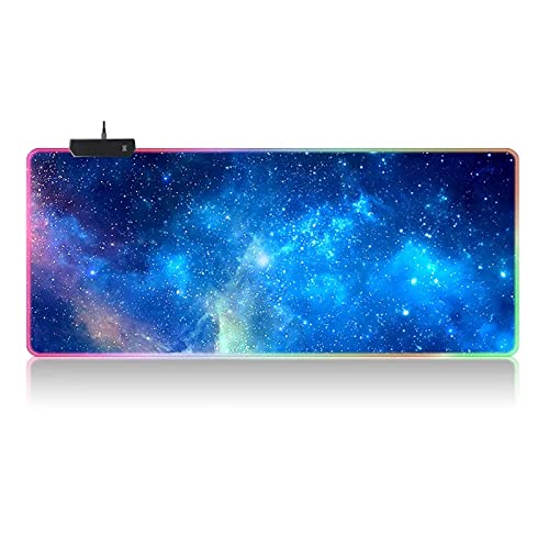 RGB-Teppich XXL – Mouse Pad Spiel Gaming 900 x 400 – LEDs 7 Farben – 4 Lichteffekte – verstellbar rutschfest waschbar – für PC Desktop und Laptop Stars C04 von Ellenne