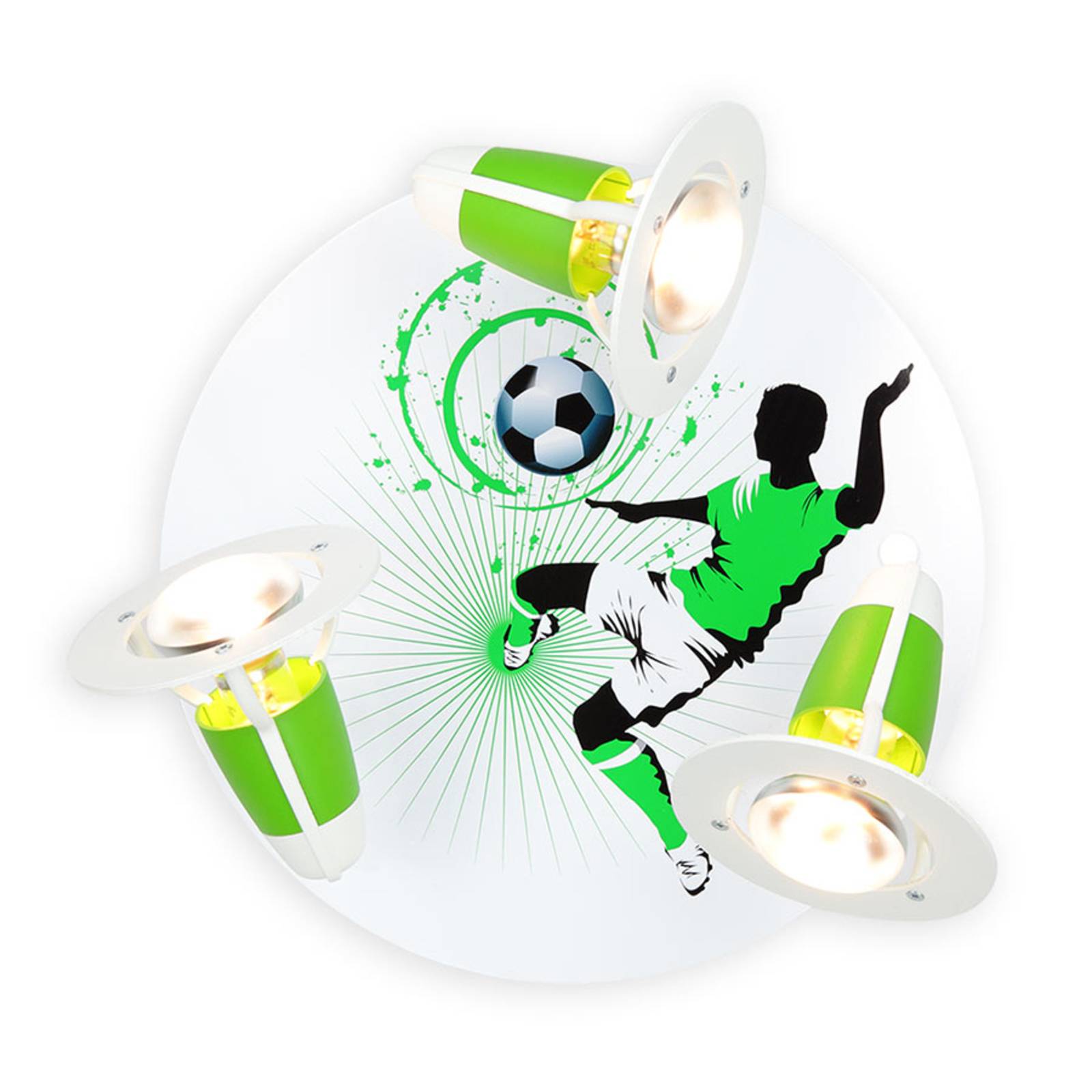 Deckenleuchte Soccer, dreiflammig, grün-weiß Deckenleuchte Soccer, dreiflammig, grün-weiß von Elobra
