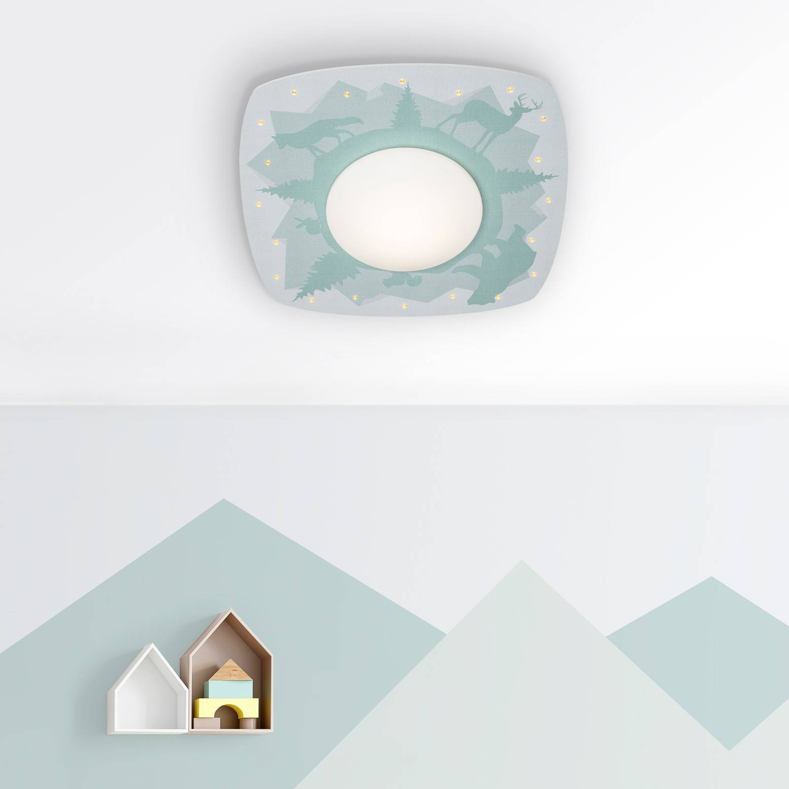 LED-Deckenleuchte Scandi Wald, 58 cm, grün, MDF-Holz LED-Deckenleuchte Scandi Wald, 58 cm, grün, MDF-Holz von Elobra