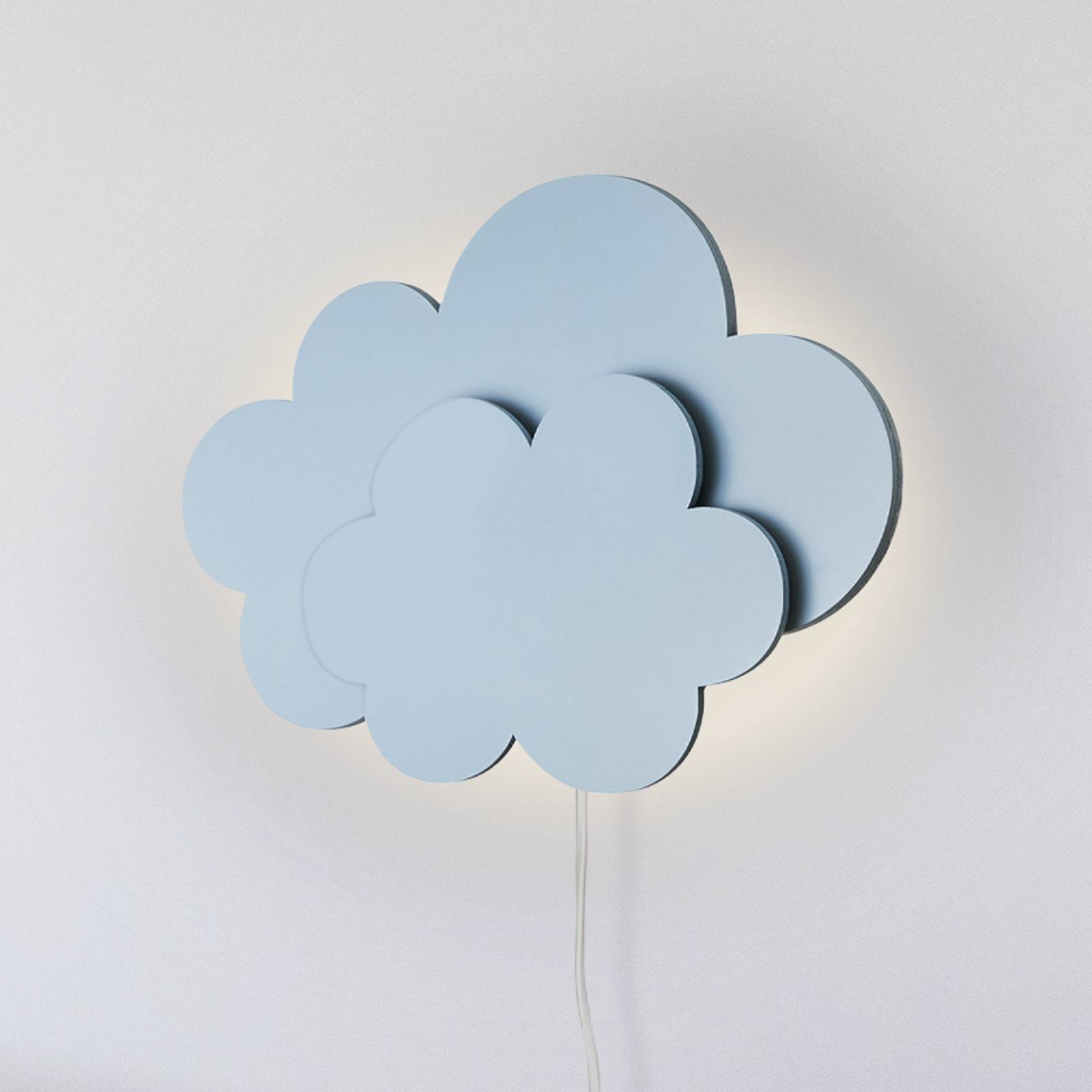 LED-Wandleuchte Wölkchen mit Stecker, blau, Holz, dimmbar LED-Wandleuchte Wölkchen mit Stecker, blau, Holz, dimmbar von Elobra