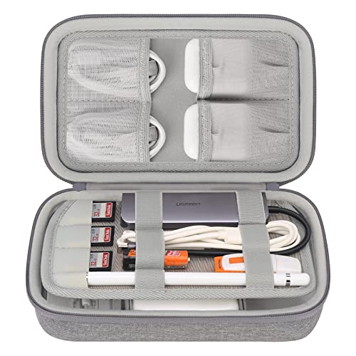 Elonbo Hard Travel Cords Organizer Universal Kleine Elektronische Zubehör Tragetasche für Ladekabel MacBook Adapter Magic Mouse Apple Pencil USB Flash Disk Tech Tragbare Aufbewahrungstasche, Grau von Elonbo