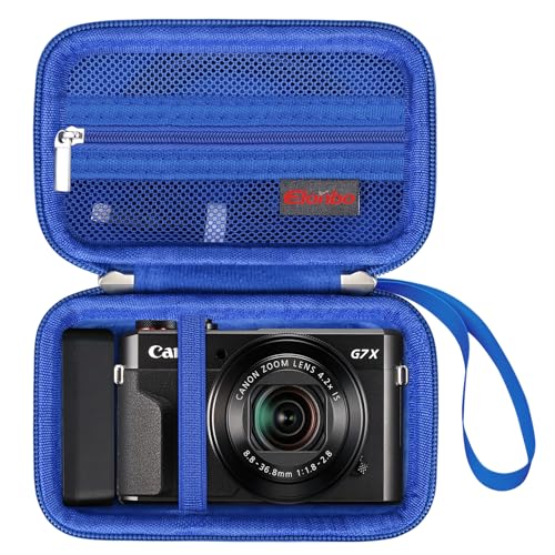 Elonbo Kamera Tragetasche für Canon PowerShot G7 X Mark II und G9 X Mark III Digitalkamera 4K Vlogging, Video Streaming Kamera Reisetasche. Netztasche passend Kabel, Blau von Elonbo