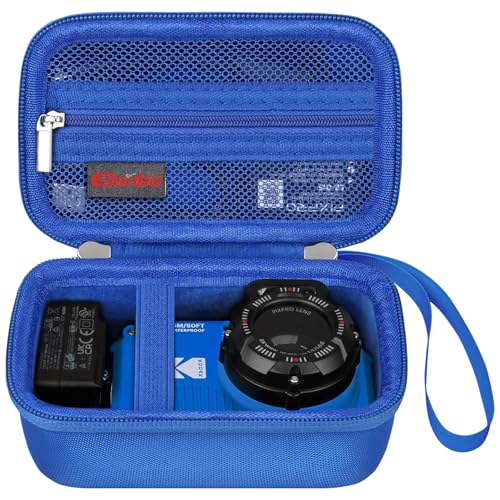 Elonbo Tragetasche für Kodak PIXPRO WPZ2 robuste wasserdichte Digitalkamera, stoßfeste WiFi 4K Video Digitalkamera Aufbewahrungstasche, Mesh Tasche passt Akku Ladegerät Speicherkarte. Blau von Elonbo