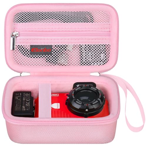 Elonbo Tragetasche für Kodak PIXPRO WPZ2 robuste wasserdichte Digitalkamera, stoßfeste WiFi 4K Video Digitalkamera Aufbewahrungstasche, Mesh Tasche passt Akku Ladegerät Speicherkarte. Rosa von Elonbo
