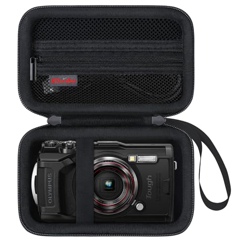 Elonbo Tragetasche für OM System Tough TG-7 Digitalkamera/OM System Olympu TG-6 Unterwasserkamera, robuste wasserdichte stoßfeste WiFi 4K Video Digitalkamera Speicher Reisetasche, Schwarz von Elonbo