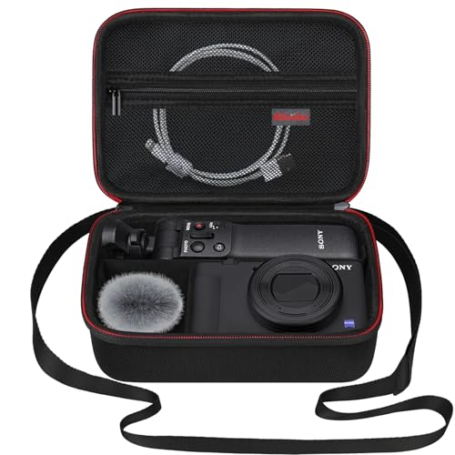 Elonbo Tragetasche für Sony ZV-1.ZV-1F.ZV-1 II Vlog Digital Kamera, Bluetooth Griff Vlogger Zubehör Kit für Vlogger YouTube Live Video Streaming 4K Kamera Reise Aufbewahrungstasche, Schwarz von Elonbo