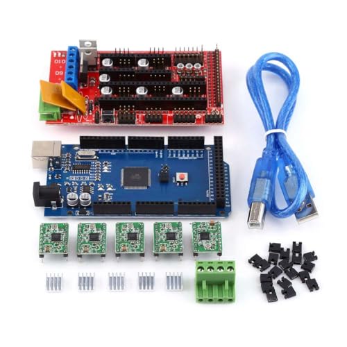 3D-Druckerkit, 3D-Drucker RAMPS 1.4 Controller Board + R3 + A4988 Mit USB-Calbe-Jumper-Kit für Kühlkörper von Elprico