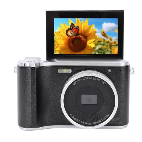 4K Digitalkamera, 64MP Kameras für die Fotografie mit 16x Digitalem Zoom & Autofokus, Vlogging -Kamera für YouTube -Video, Videokamera 3 -Zoll -Flip -Bildschirmkamera mit (Black) von Elprico