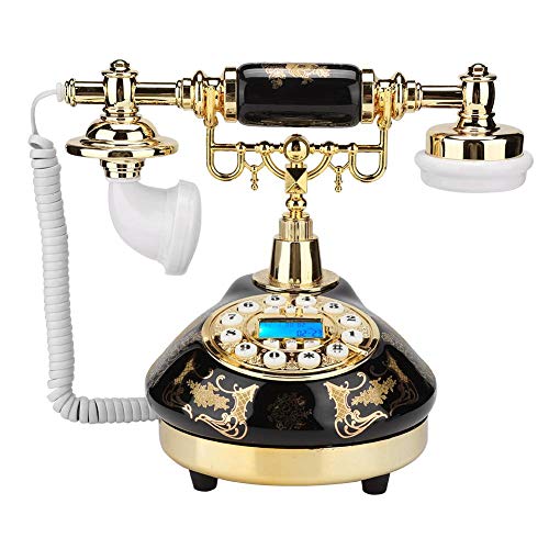 Antikes Telefon, Keramik Schwarzgold Retro Festnetz Telefon Blumenmuster Schreibtisch Telefon für Home Office Dekoration von Elprico