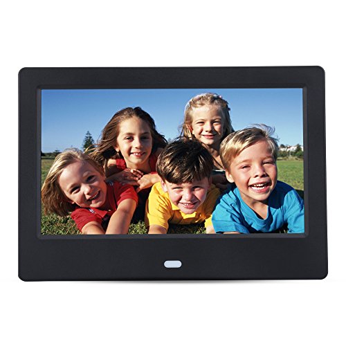 Digitaler Bilderrahmen 7 Zoll,1024 x 600 16:9 LED Display Elektronischer Bilderrahmen mit Fernbedienung,unterstützt Musik- und Videoplayer, Wecker, Kalender(Schwarz, Europäische Vorschriften) von Elprico