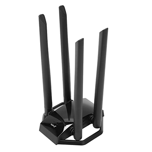 Dualband-WiFi6-Adapter, USB3.0-Wireless-Netzwerkadapter mit 4 High-Gain-Antennen, 2,4 GHz 5 GHz 1800 Mbit/s WPA3 WiFi6-Wireless-Netzwerkadapter für Desktop-PC von Elprico