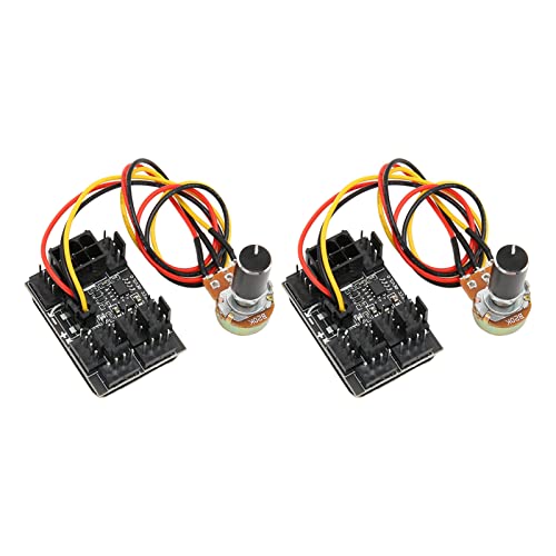 Elprico 2 Stück PWM PC Gehäuse Lüfter Hub, 3 Pin 4 Pin PC Lüfter Controller Lüfter Adapter mit 6 Pin Power Port Potentiometer Verlängerungskabel 30CM von Elprico