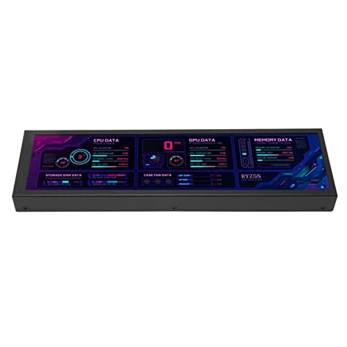 Elprico 8,8-Zoll-Computertemperaturmonitor, CPU-GPU-SSD-Datentemperaturmonitor für AIDA64 1920 X 480 60 Hz USB-C-Schnittstellenmonitor für (Black) von Elprico