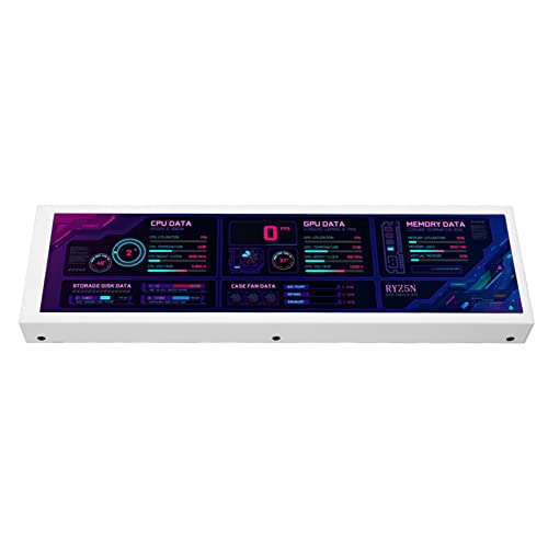 Elprico 8,8-Zoll-Computertemperaturmonitor, CPU-GPU-SSD-Datentemperaturmonitor für AIDA64 1920 X 480 60 Hz USB-C-Schnittstellenmonitor für Raspberry Pi (White) von Elprico