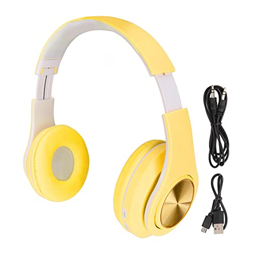 Elprico Bluetooth-Kopfhörer, Rauschunterdrückung, Faltbarer Kabelloser Over-Ear-Kopfhörer mit Buntem Licht für Telefon-Laptop(Gelb) von Elprico