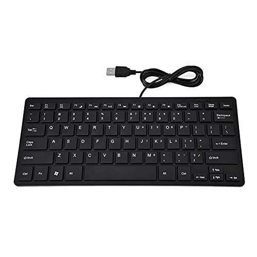 Elprico Computertastatur, 78-Tasten-Ultra-Thin-Tastatur mit USB-Schnittstelle, Schwarz/Weiß USB-Tastatur mit Kabel für Notebook/Desktop(Schwarz) von Elprico