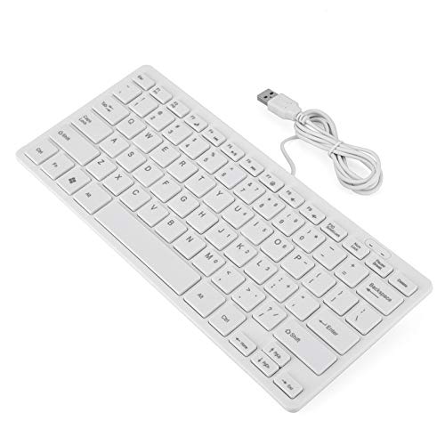 Elprico Computertastatur, 78-Tasten-Ultra-Thin-Tastatur mit USB-Schnittstelle, Schwarz/Weiß USB-Tastatur mit Kabel für Notebook/Desktop(Weiß) von Elprico