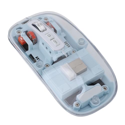 Elprico Drahtlose Bluetooth-Maus, Tri-Mode BT1 BT2 2,4 GHz Wiederaufladbare USB-C-Computermaus, Vollständig Transparente, Leise Maus mit USB-Empfänger und Farbigem Atemlicht für Laptop von Elprico