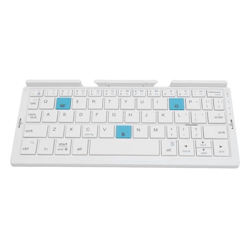 Elprico Faltbare Bluetooth-Tastatur, Tragbare BT-Tastatur mit Ständer, Drahtlose Bluetooth-Tastatur für Android, Fenster, PC,Tablet (Silber Weiss) von Elprico
