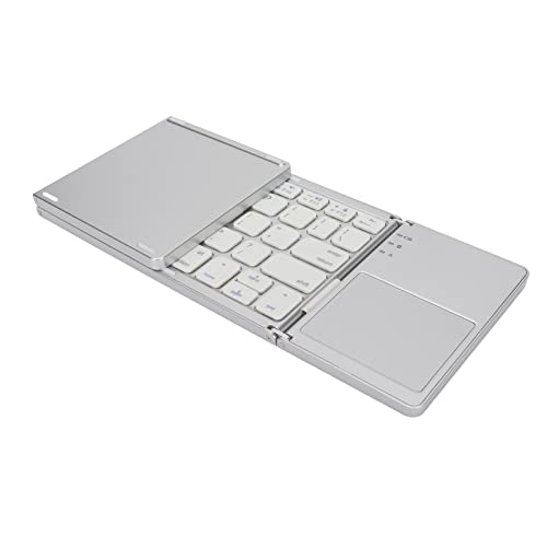 Elprico Faltbare Tastatur, Tragbare -Taschenformat-Reisetastatur, 63 Tasten, 10 M Anschluss, USB-Aufladung, Kabellose Tastatur für Tablet, Android Windows (Silber Weiss) von Elprico