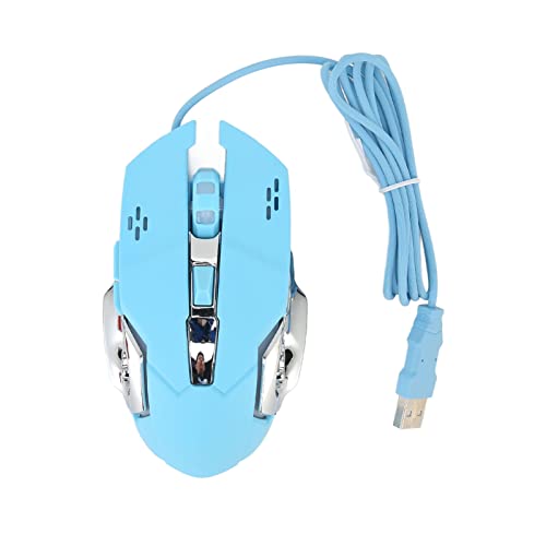 Elprico Kabelgebundene Gaming-Maus, Optische USB-PC-Gaming-Mäuse mit RGB-Hintergrundbeleuchtung, Ultraleichtes Leises Klicken, Universelle USB-C-Konnektivität, 4 Einstellbare DPI, Maus (Blau) von Elprico