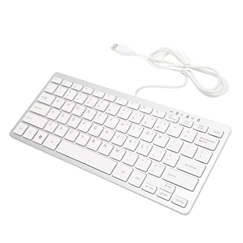 Elprico Kabelgebundene Tastatur mit 78 Tasten, Scherenmechanismus, Plug-and-Play, USB-Tastatur, Business Office, Mini-Tastatur, Kabelgebundene, Ultradünne Tastatur für PC, Laptop, Desktop(Silber) von Elprico