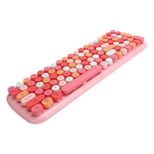 Elprico Kabellose Bluetooth-Tastatur,Süße Tastatur für Mehrere Geräte mit Runder Retro-Tastenkappe,Tastatur mit 100 Tasten für Laptop-Handy-Tablet(Bluetooth-Version Rosa) von Elprico