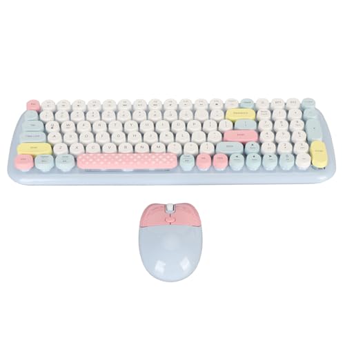 Elprico Kabellose Tastatur-Maus-Kombination, Farbenfrohe Schreibmaschinentastatur in Voller Größe, Niedliche Optische Maus für Windows-PC-Laptop-Desktop-Computer (Blue) von Elprico