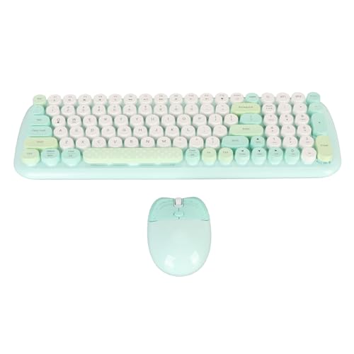 Elprico Kabellose Tastatur-Maus-Kombination, Farbenfrohe Schreibmaschinentastatur in Voller Größe, Niedliche Optische Maus für Windows-PC-Laptop-Desktop-Computer (Green) von Elprico
