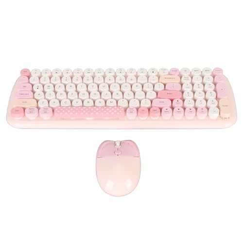 Elprico Kabellose Tastatur-Maus-Kombination, Farbenfrohe Schreibmaschinentastatur in Voller Größe, Niedliche Optische Maus für Windows-PC-Laptop-Desktop-Computer (PINK) von Elprico