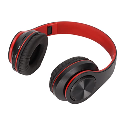 Elprico Kabelloser Kopfhörer, BT 5.0 Faltbares Mode-Gaming-On-Ear-Stereo-Headset Geschenk, 40-mm-Bass-Headset, für Handy-PC-Reisespiel (Schwarz Rot) von Elprico
