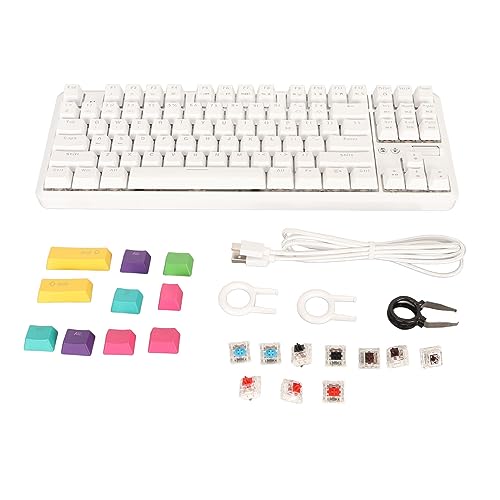 Elprico Mechanische Gaming-Tastatur, Bluetooth-Tastatur, USB-Kabeltastatur mit Braunem Schalter, Ergonomische Tragbare Kabellose Computertastatur für das Heimbüro von Elprico