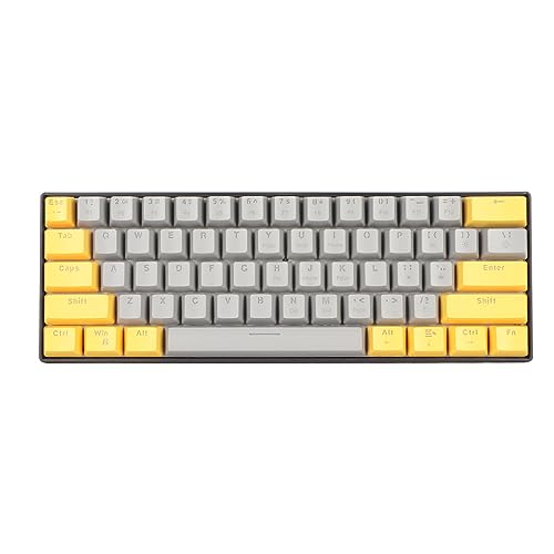 Elprico Mechanische Gaming-Tastatur mit 61 Tasten und LED-Hintergrundbeleuchtung, PC-Gaming-Tastatur für Windows-PC-Laptop (Gelbgrauer roter Oberflächenschalter) von Elprico