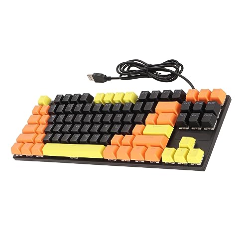 Elprico Mechanische Gaming-Tastatur mit 87 Tasten, Hintergrundbeleuchtung, Blauer Schalter, Ergonomische Kabelgebundene Computertastatur mit Dynamischen Ampeln von Elprico