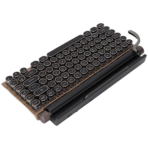 Elprico Mechanische Retro-Tastatur, 83 Tasten, Kabellos, 2000 MA, Einstellbare Helligkeit, Verschleißfest, für Arbeit, Studium, Gaming, mit Schreibmaschinen-Design von Elprico