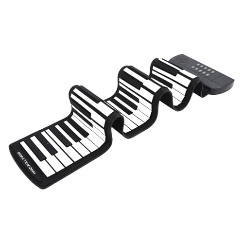 Elprico Roll-Piano mit 61 Tasten, Tragbares Elektronisches Hand-Roll-Piano mit 16 Tönen, 6 Demo-Songs und Integriertem Lautsprecher, Faltbare Silikon-Klaviertastatur für Anfänger und von Elprico