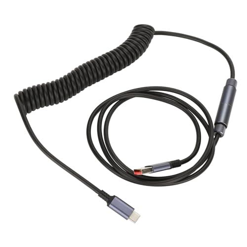 Elprico Spiralförmiges USB-C-Kabel für Gaming-Tastatur, Doppelt Ummanteltes Mechanisches Tastaturkabel mit Abnehmbarem Stecker, USB C auf USB A für Individuelle Mechanische Gaming-Tastatur von Elprico