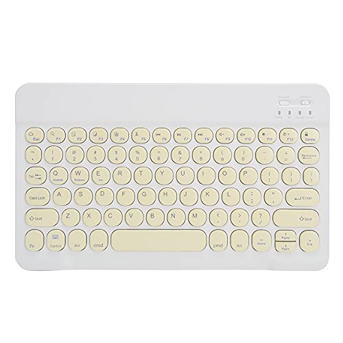 Elprico Tastatur, Bluetooth 3.0 10 Zoll wasserdichte, Staubdichte, Leise Tastatur, Kabellose Tastatur mit Runder Kappe Passend für Tablet-Smartphone-Computer(Gelb) von Elprico