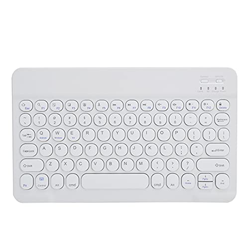Elprico Tastatur, Bluetooth 3.0 10 Zoll wasserdichte, Staubdichte, Leise Tastatur, Kabellose Tastatur mit Runder Kappe Passend für Tablet-Smartphone-Computer(Weiß) von Elprico
